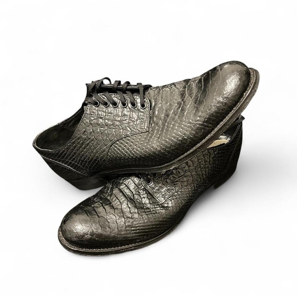 Stacy Adams Men's Size 9 Black Snakeskin Embossed Leather Derby Shoes Y2K